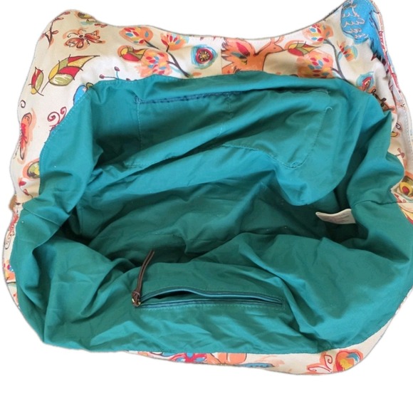 LUCKY BRAND Canvas & Leather Colorful Floral Backpack Shoulder Bag - Picture 6 of 12